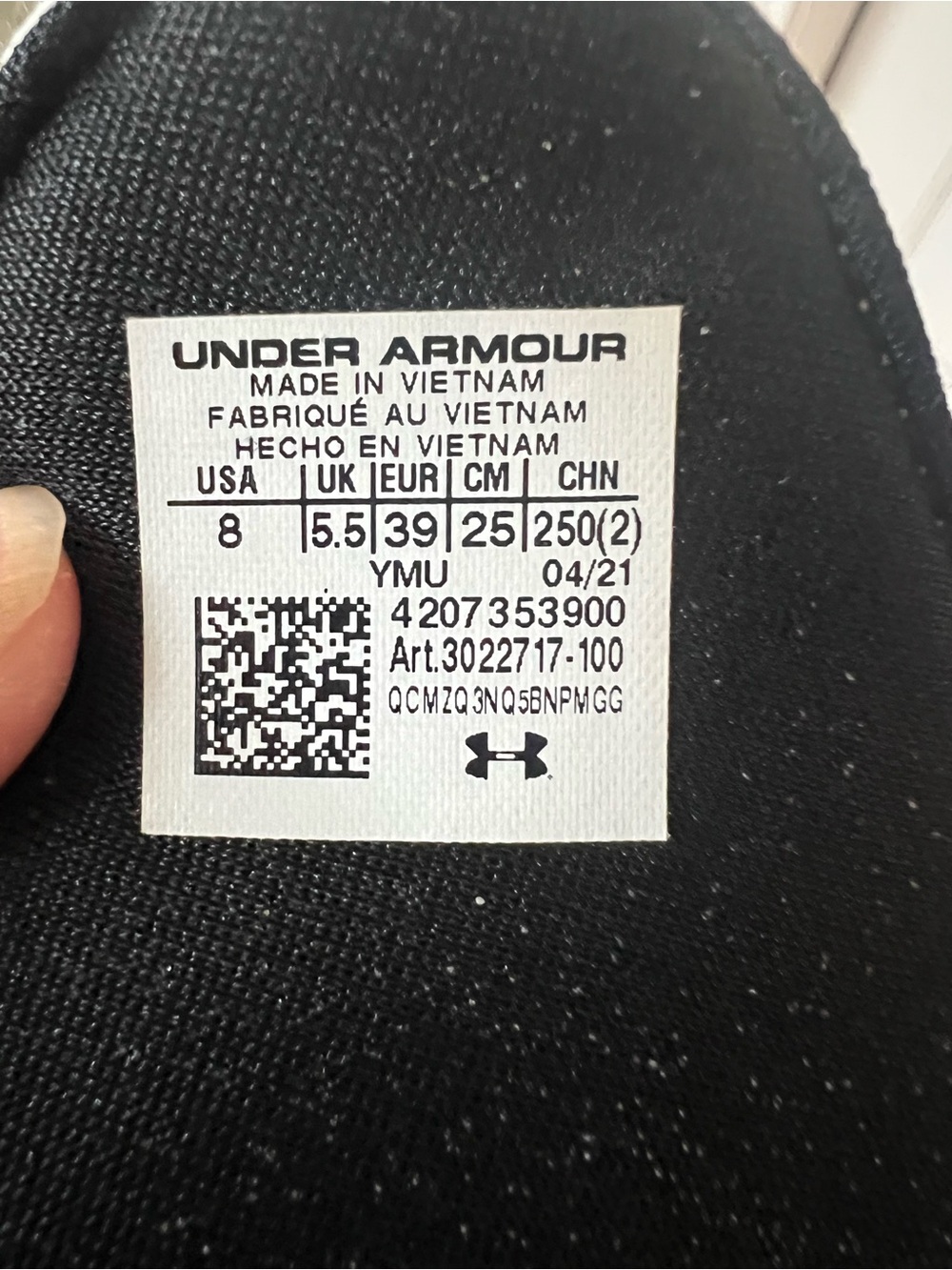 Under Armour White and Black Slide Sandals with Logo Strap - Picture 3 of 3